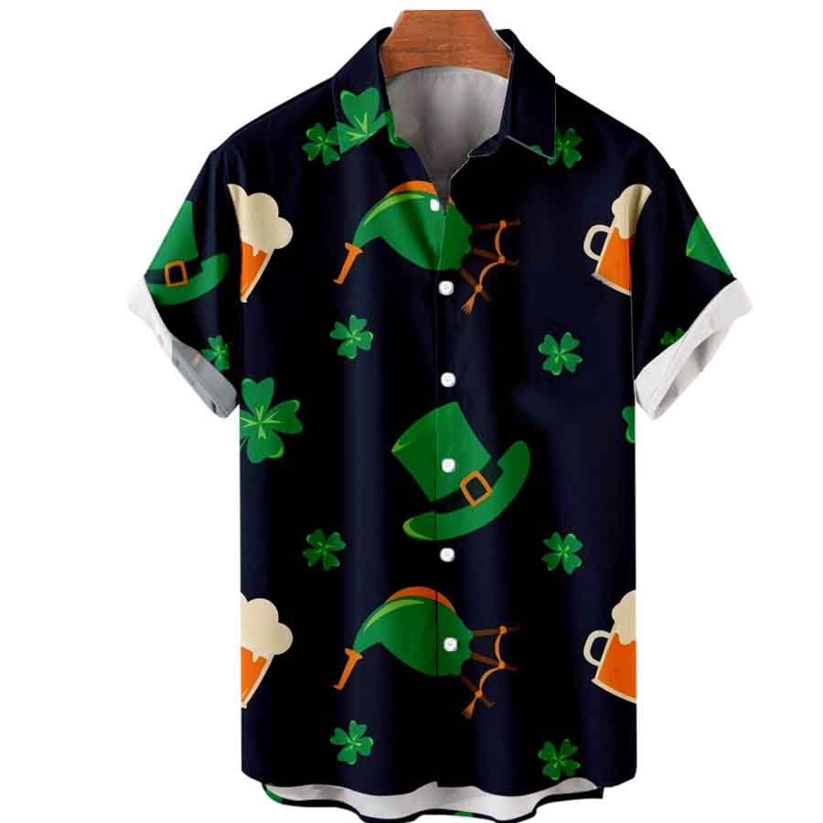 Mens St. Patrick’S Day 3D Hawaiian Shirt, Shamrock Shirt, Irish Hawaiian Shirt