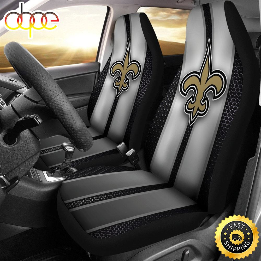 IncRedible Line Pattern New Orleans Saints Logo Car Seat Cover Set CSC1202