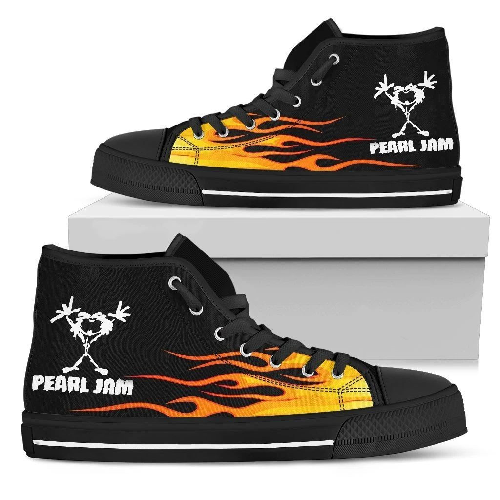 Pearl Jam High Top Shoes Flame Sneakers For Music Fan High Top Shoes New Fashion