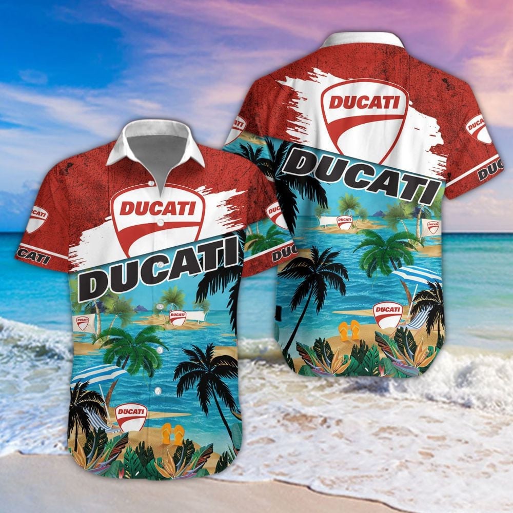 Ducati Motor Beach Coastal Island Brand Logo 3D Hawaiian Shirt