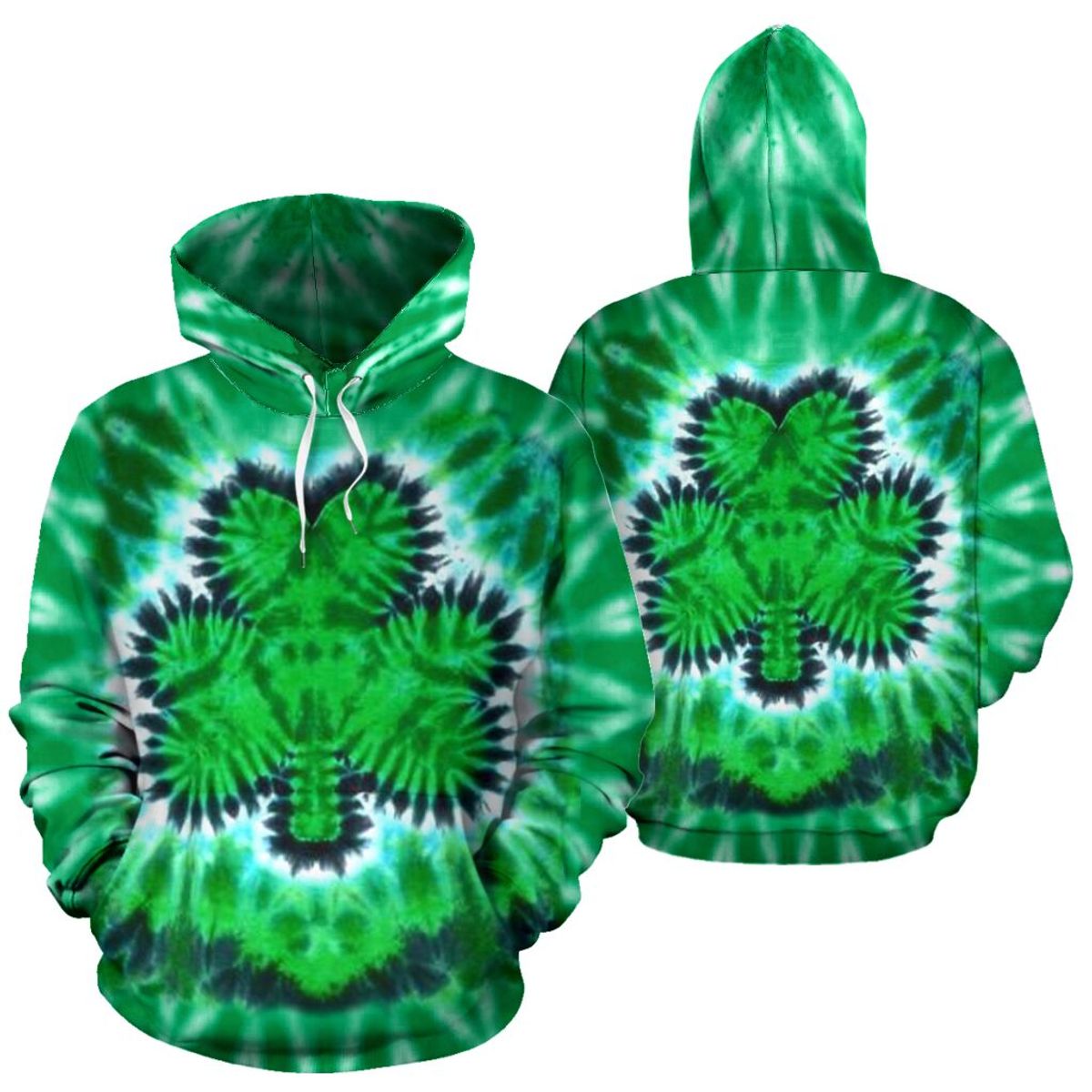 Irish Shamrock Tie Dye Full Hoodie All Over Print Thicken Pullover Fleece Hoodie Irish Gift