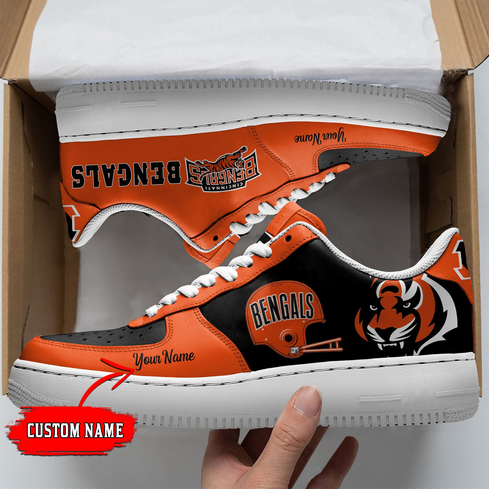 Cincinnati Bengals Helmet Custom Name Air Force 1 Shoes Sneakers