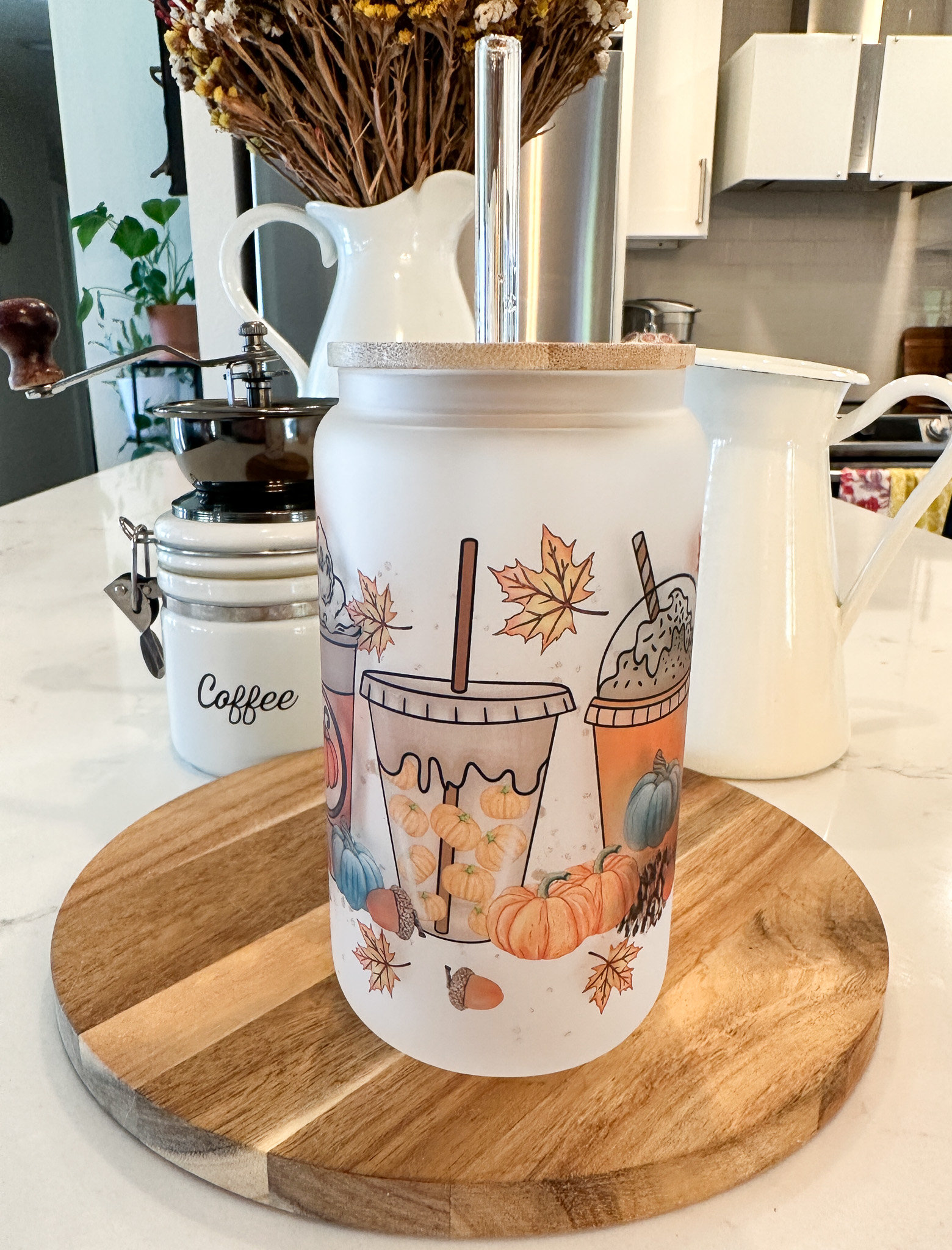 Fall Pumpkin Iced Coffee Glass, 16 O … fashionstation