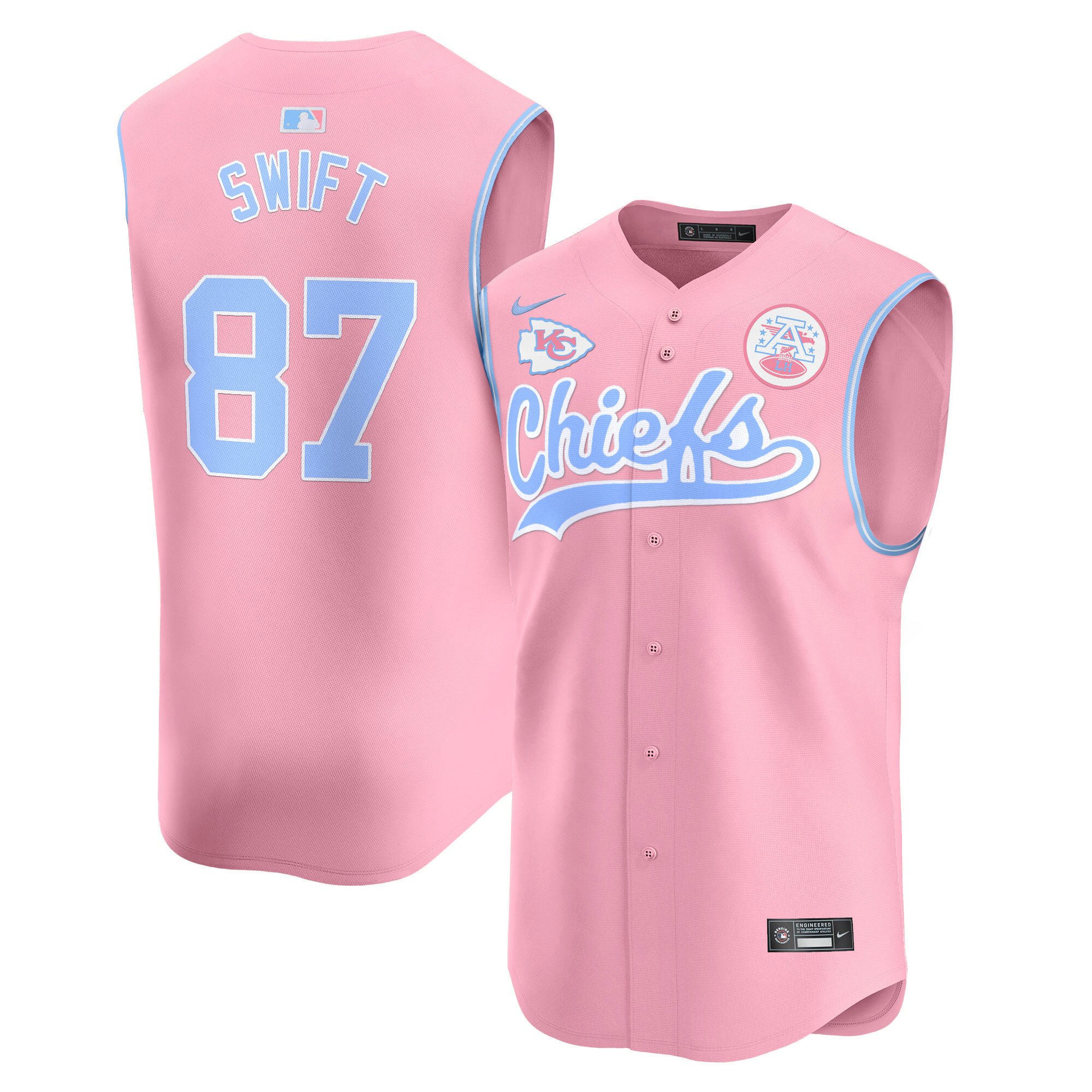 Unisex Chiefs Taylor Swift Bubblegum Pink Vapor Premier Sleeveless Jersey – All Stitched