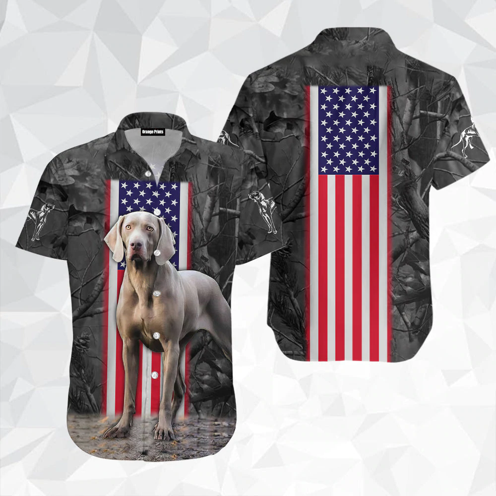 Weimaraner Camo Flag Dog Aloha Hawaiian Shirts For Men & For Women