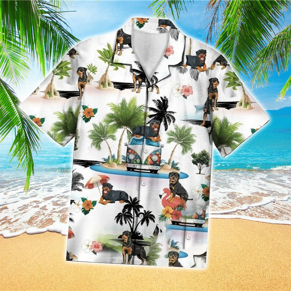 Rottweiler Vacation Hawaiian Shirt, Dog Short Sleeve Hawaiian Aloha Shirt