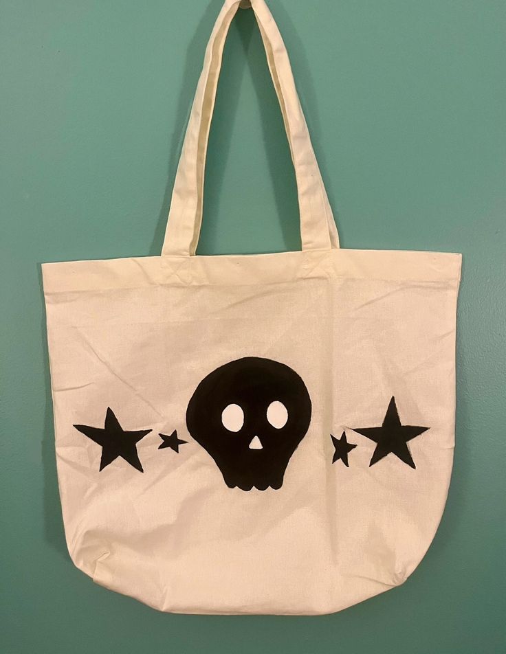 Skull and Stars Tote Bag, Best Tote Bags Ideas, Cute Tote Bags Ideas, Tote Bag Design Ideas, Girls Tote Bag, Best Canvas Tote Bags Ideas