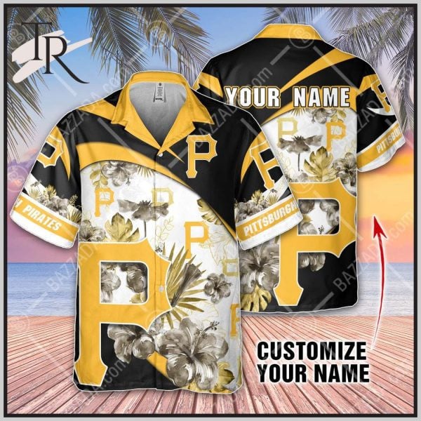 Custom Name Mlb Pittsburgh Pirates Yellow And Black 3D Hawaiian Shirt