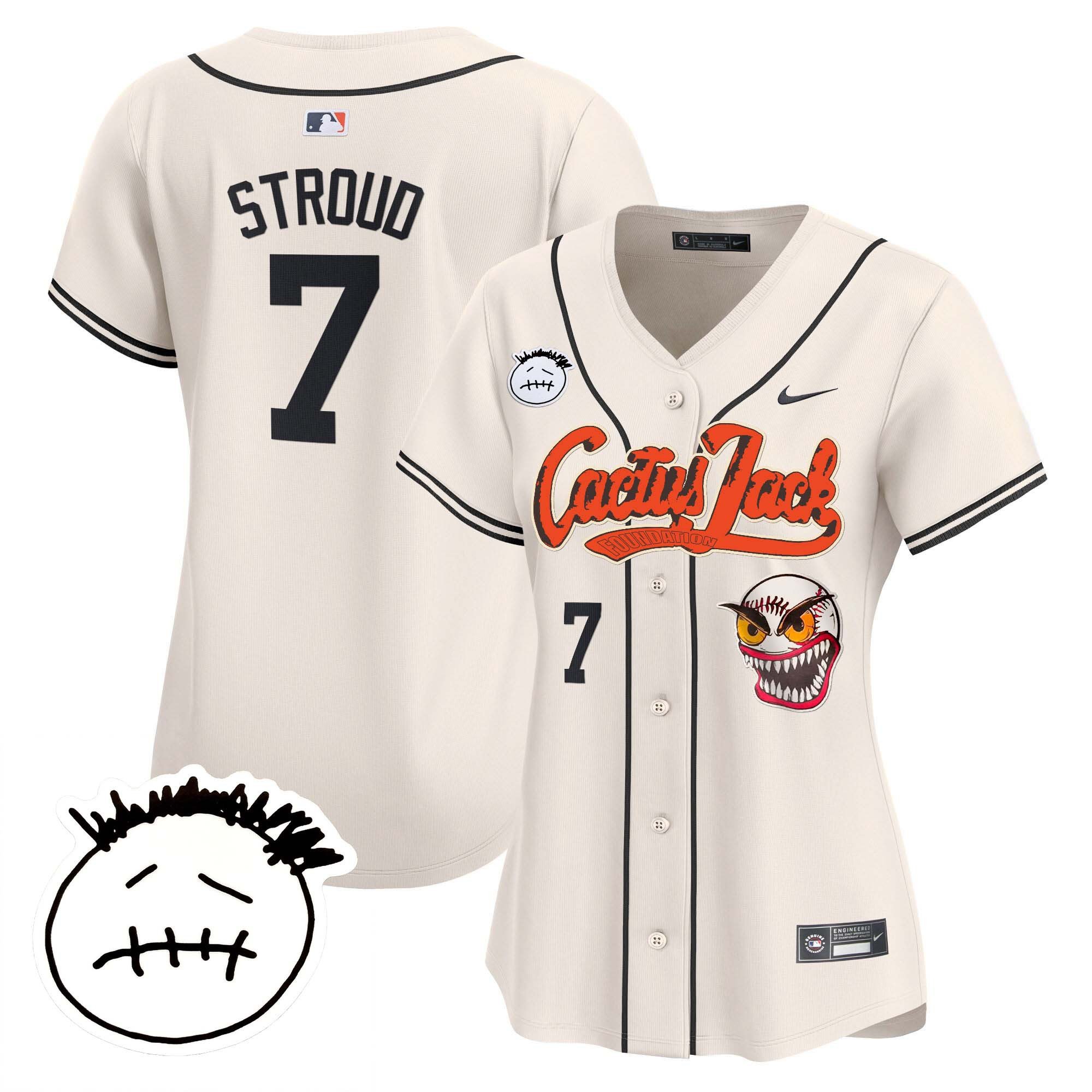 Women’S Houston Astros Cactus Jack Patch Vapor Premier Limited Jersey V3 – Stitched