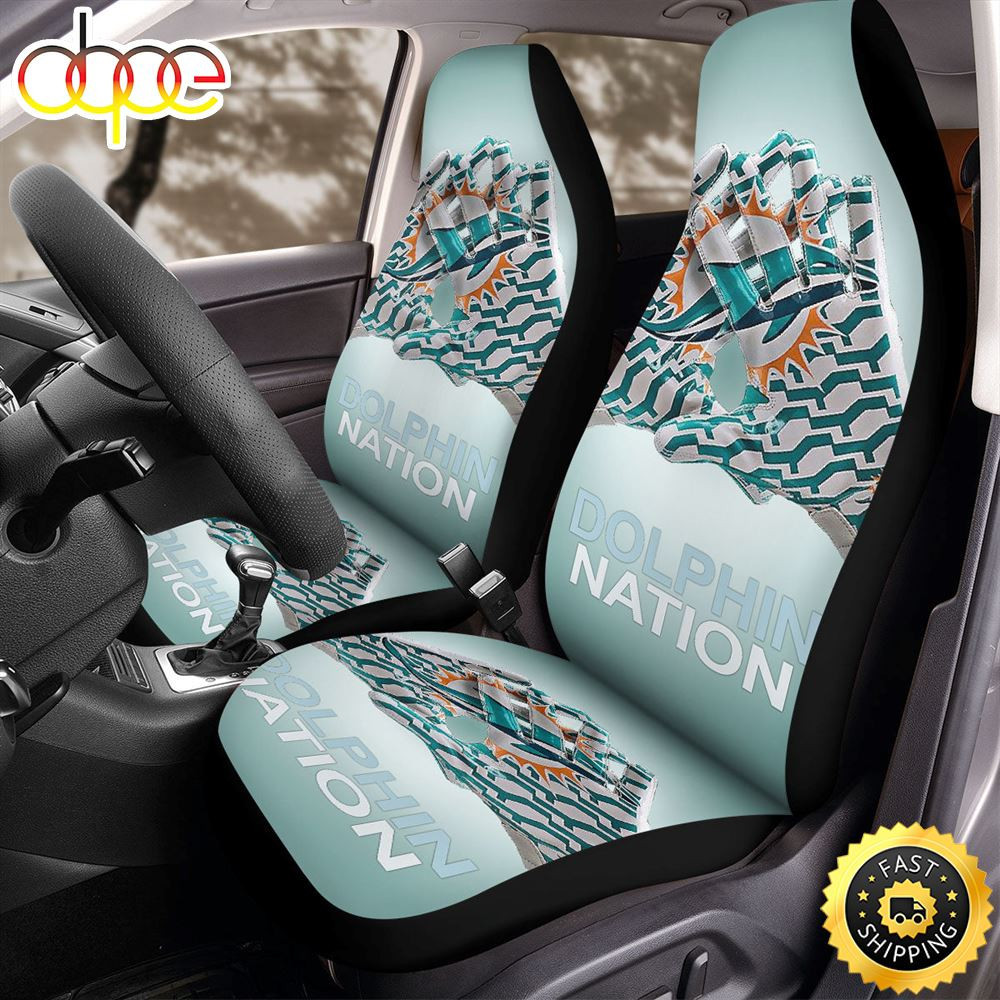 Miami Dolphins Gloves Nation Car Seat Cover Set CSC4146