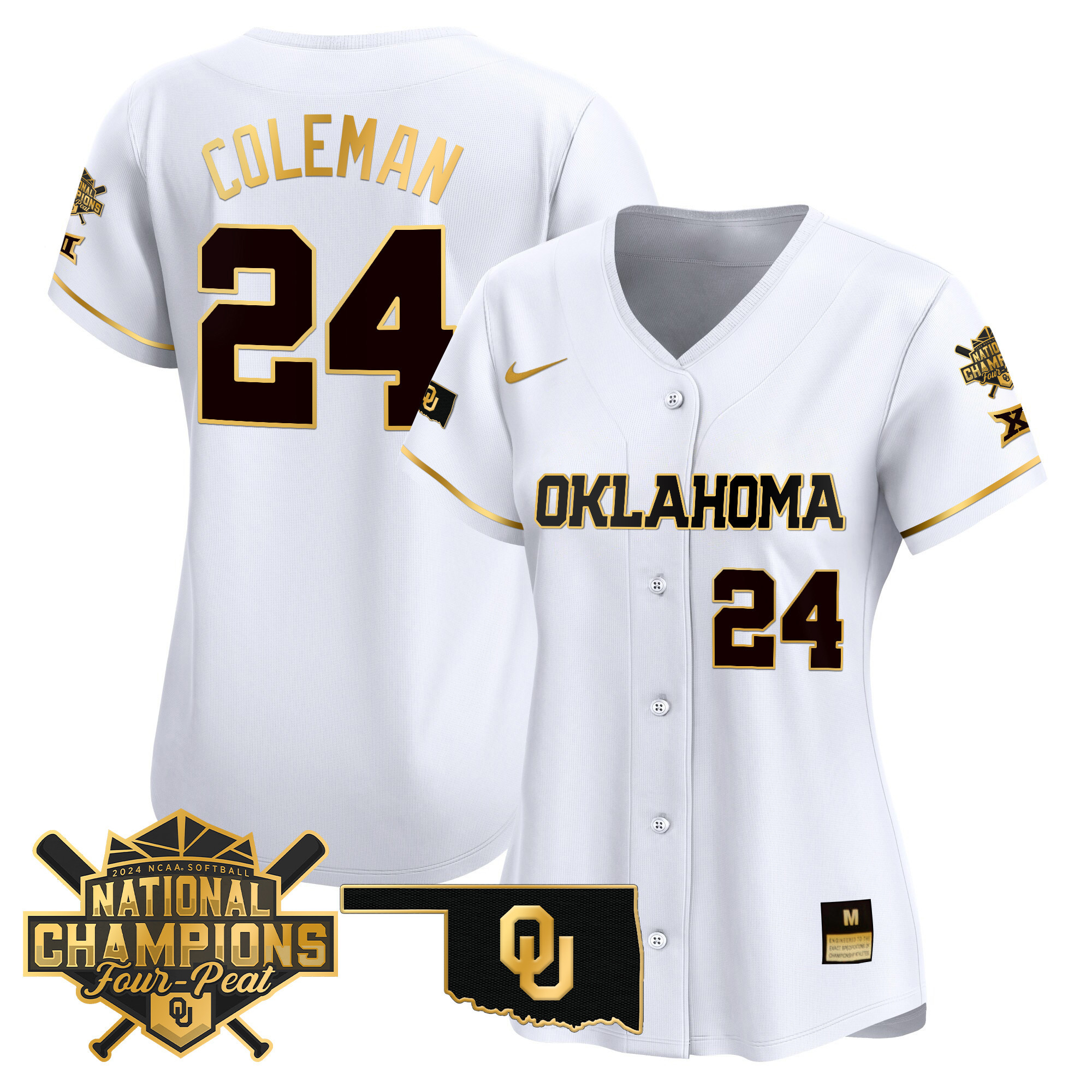 Women’S Size – Oklahoma Women’S Champions Patch Vapor Premier Limited Jersey – All Stitched