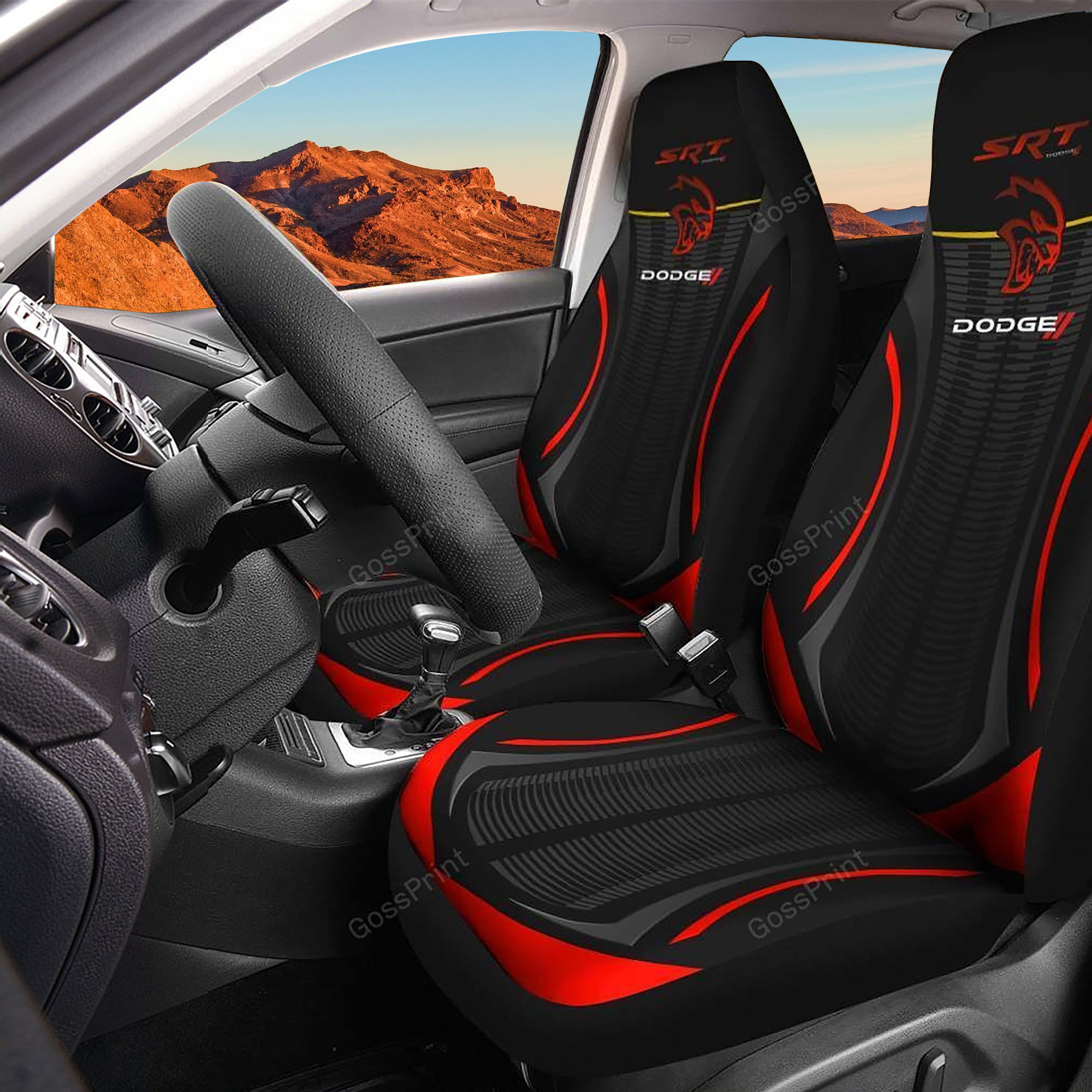 Dodge Challenger Logo Car Seat Cover Set CSC2287