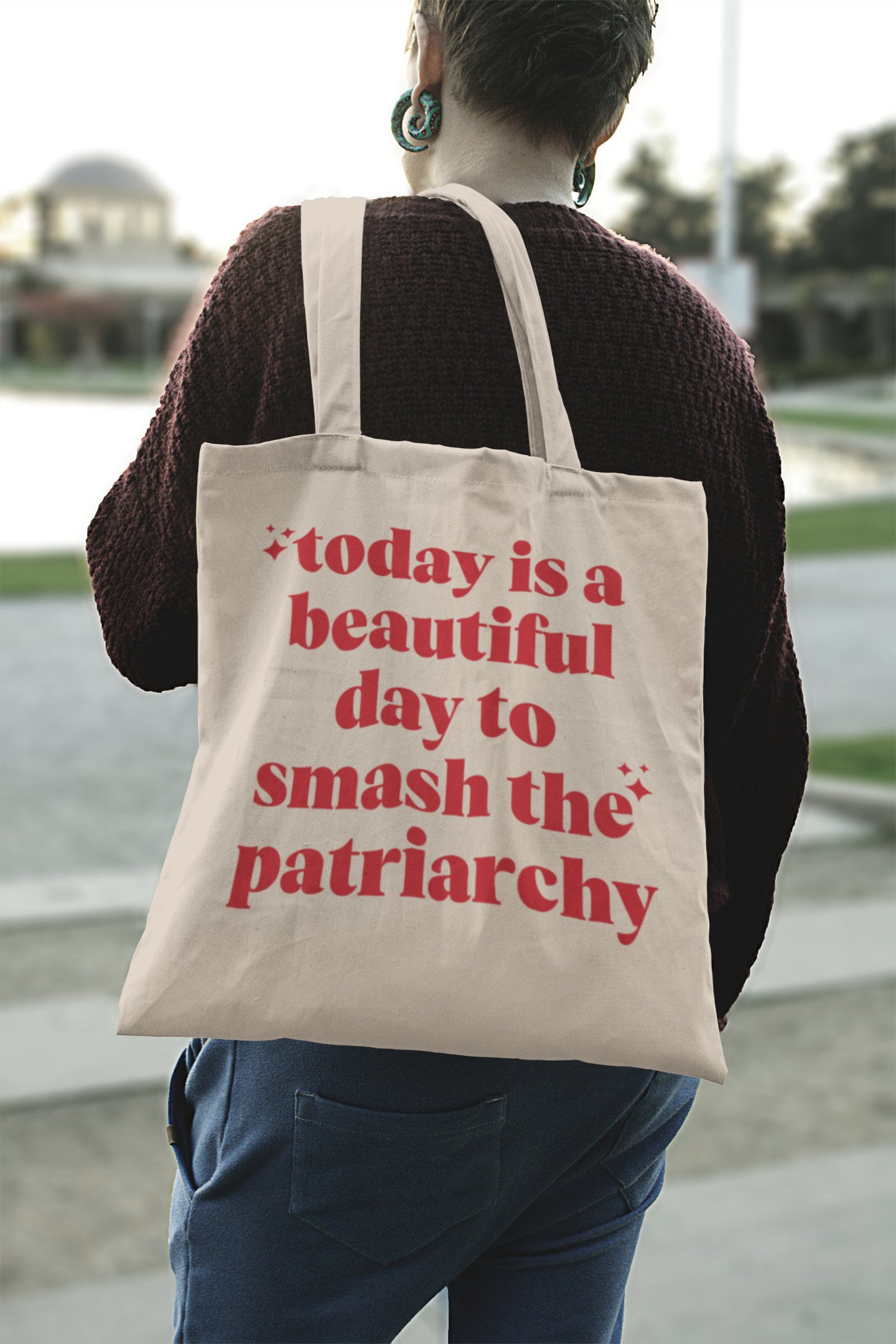 Feminist Tote Bag Aesthetic Tote Bag Smash The Patriarchy Trendy Tote Bag Cute Shoulder Bag Sustainable Tote Empowerment Bag Minimal Tote