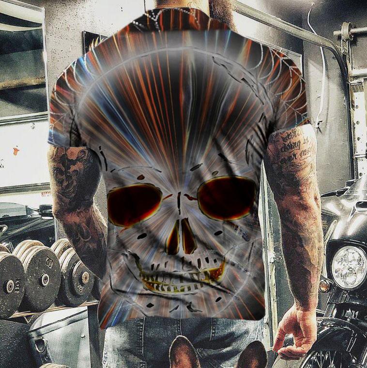 Mens 3D printed skull T-shirt