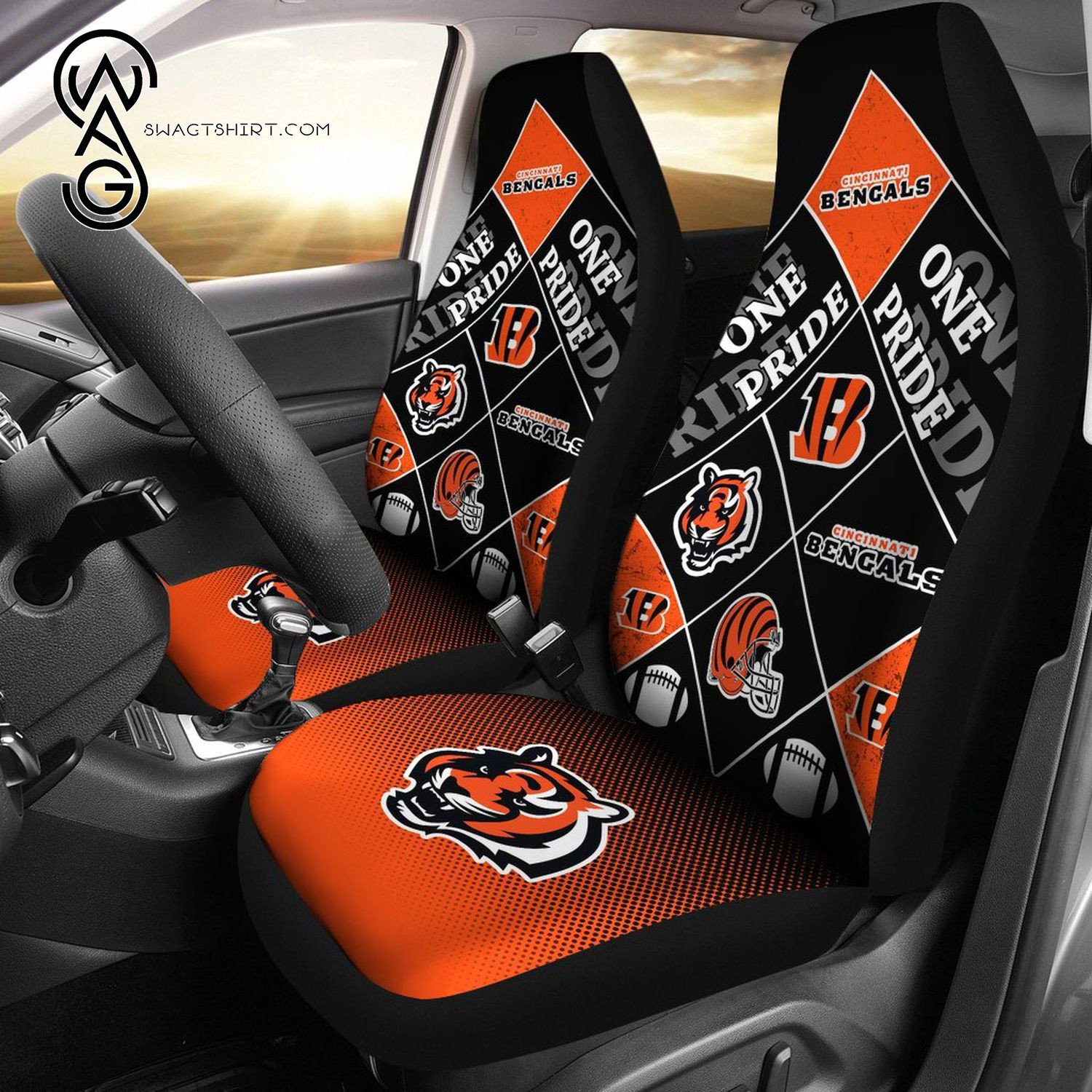 One Pride Flag Cincinnati Bengals Sports Team Car Seat Cover Set CSC755