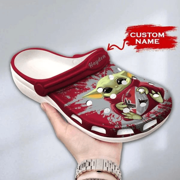 Baby Yoda Atlanta Falcons Custom Name Crocss Clog Comfortable Shoes Ver125