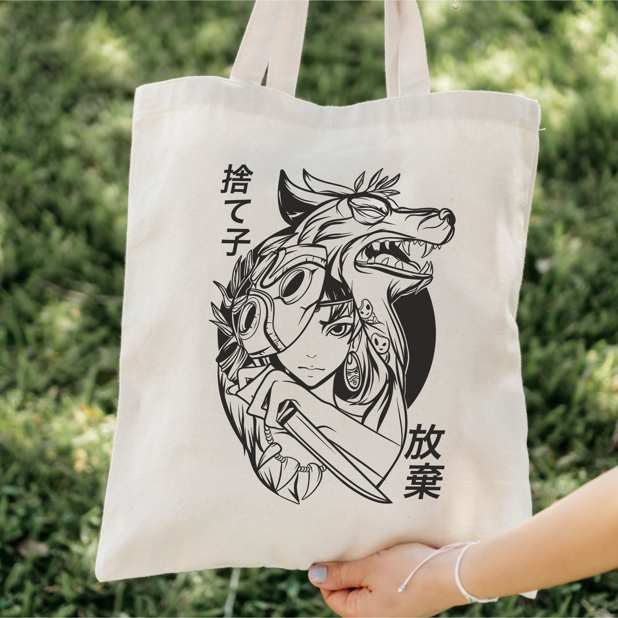 Mononoke Inspired Cotton Canvas Tote Bag