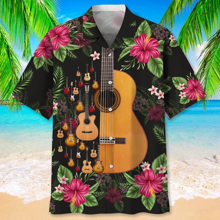 Guitar Nature Tropical Hawaiian Shirt For Men And Women, Guitar Player Shirt, Gift For Guitarist, Guitarist T-Shirt, Guitar Player Gift