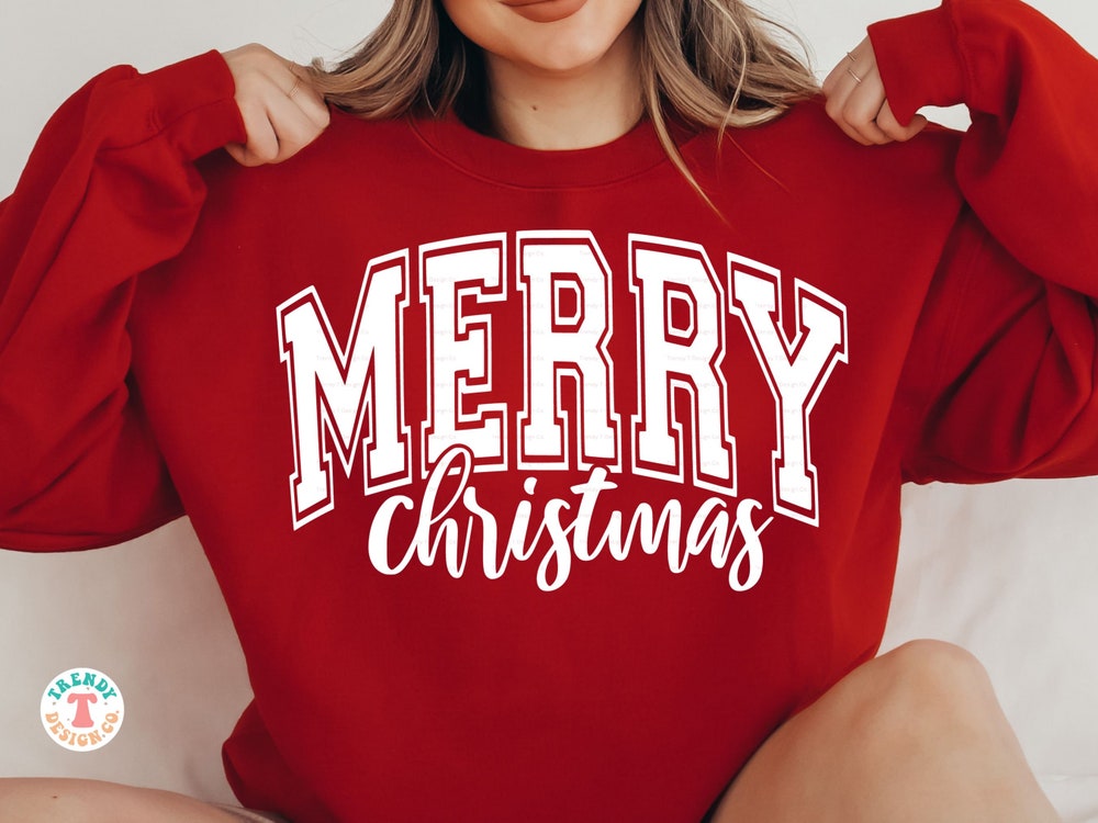 Merry Christmas Svg Png Distressed & Solid, Retro Christmas Shirt Svg Christmas Png Sublimation, Cricut Cut File, Varsity College Sweatshirt Teeshop24H