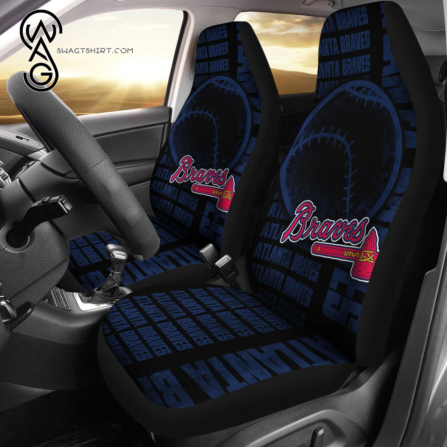 Major League Baseball Atlanta Braves Sports Team Car Seat Cover Set CSC3769