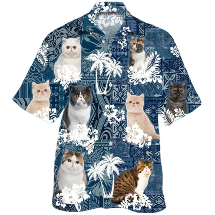 Exotic Shorthair Hawaiian Shirt, Aloha Beach Shirt For Cat Lovers, Cat In Hawaiian Shirt, Aloha Hawaiian Shirt