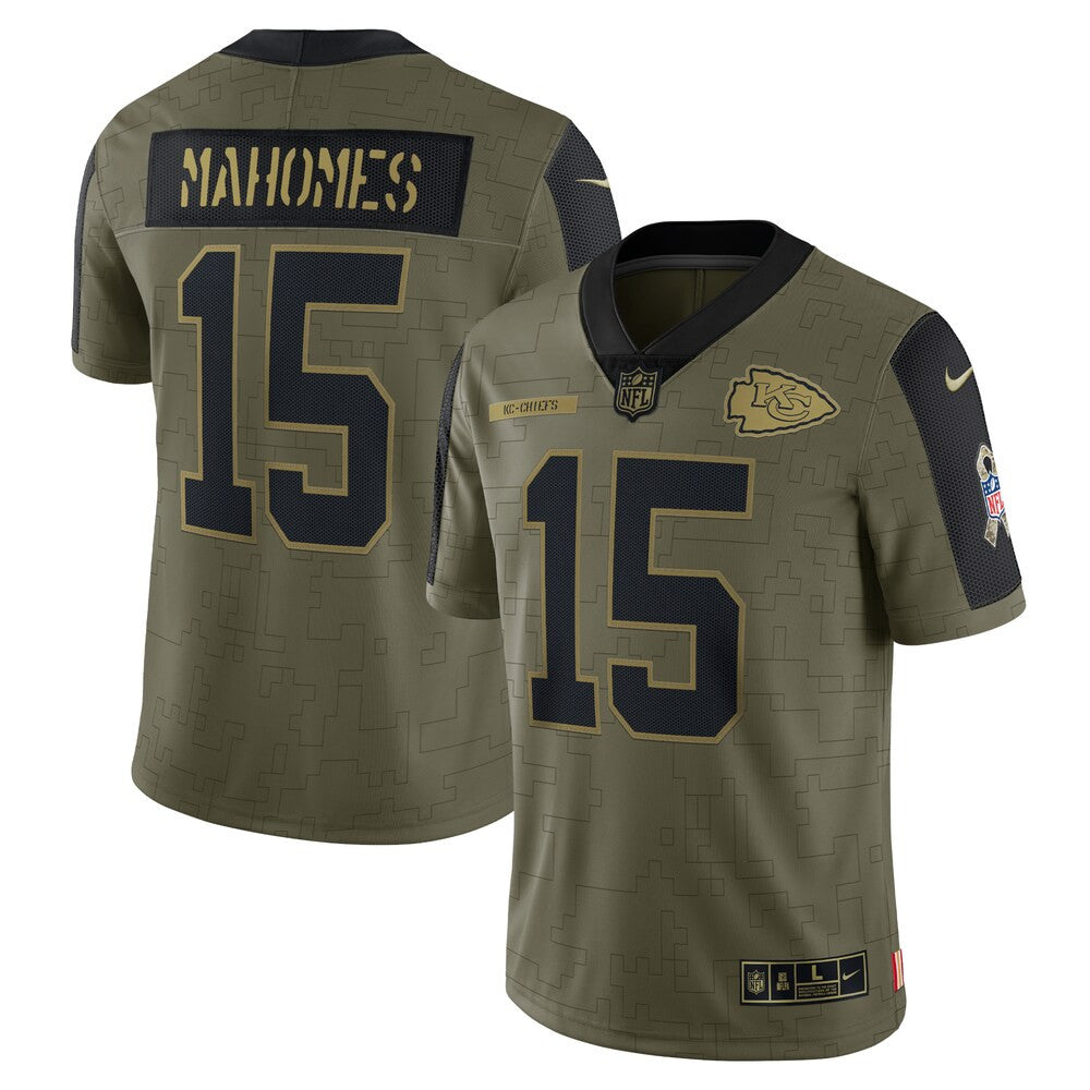 Men’S Kansas City Chiefs Patrick Mahomes Nike Olive 2021 Salute To Service Limited Player Jersey