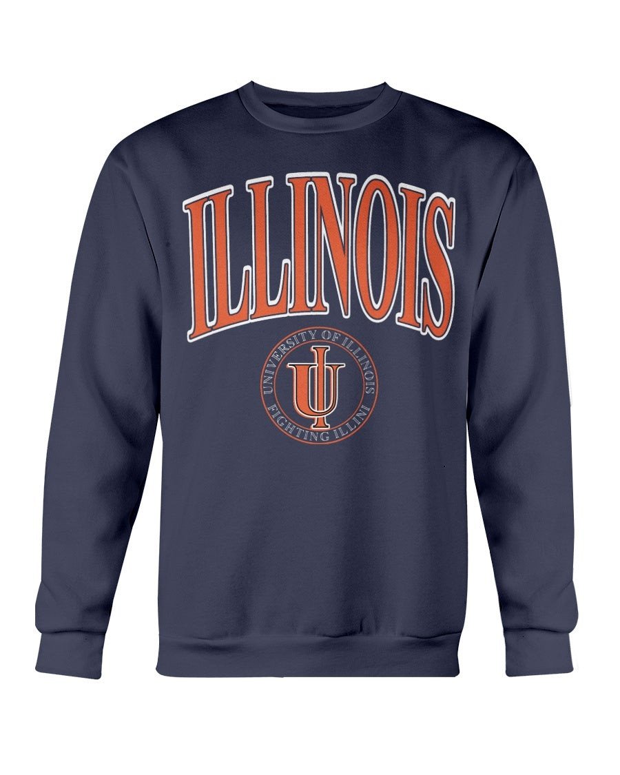 Vintage 90S University Of Illinois Fighting Illini Sweatshirt 081121