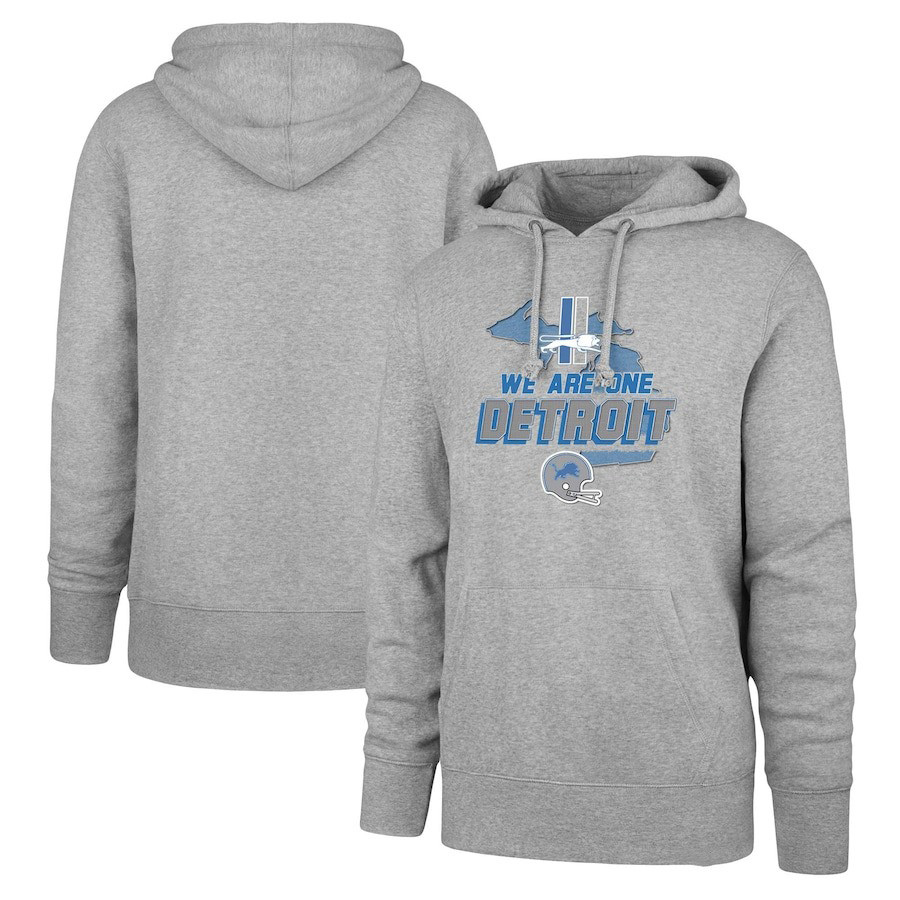 Detroit Lions We Are One Regional Headline NFL Heather Gray Print 2D Hoodie