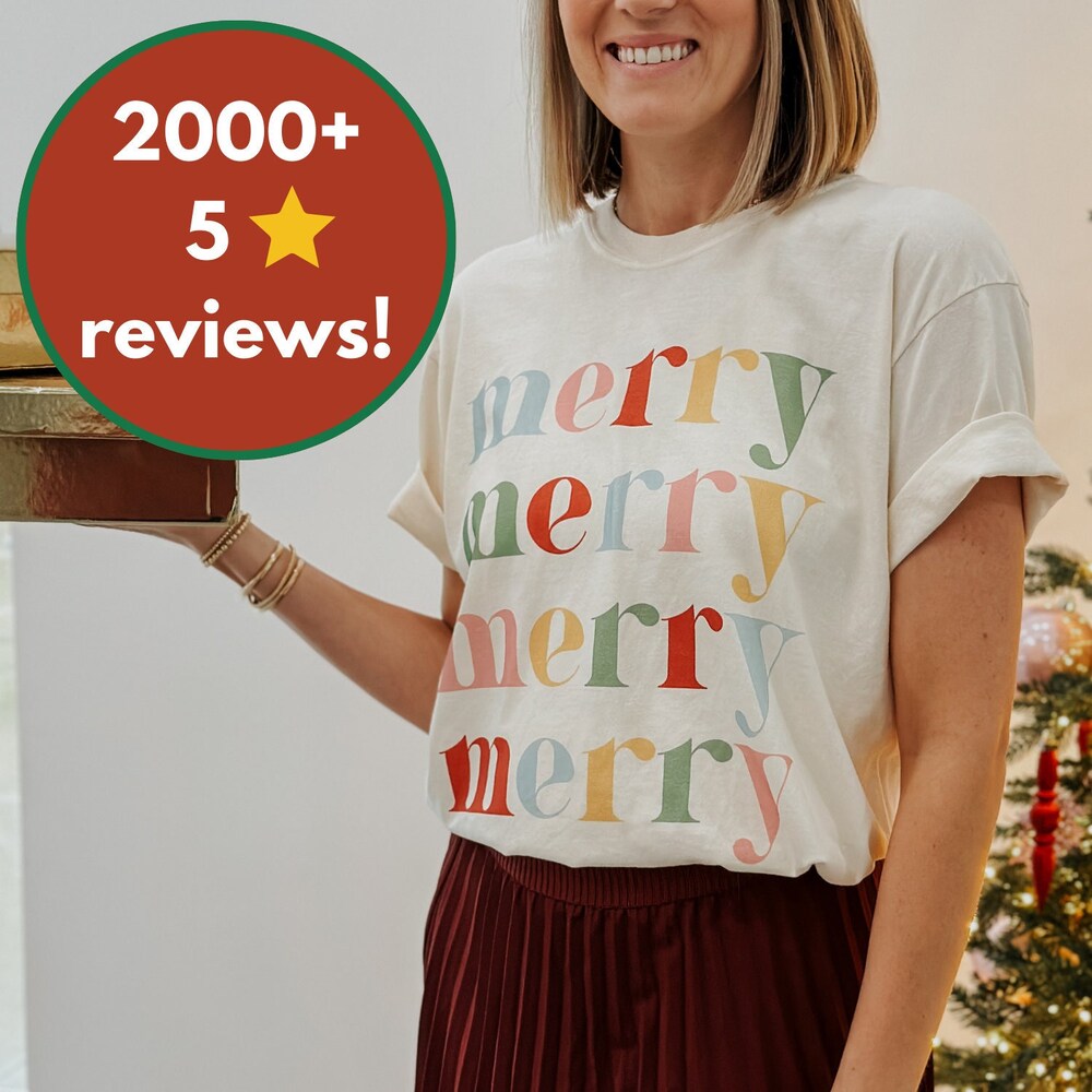 Colorful Merry Christmas Tee, Colorful Merry'S Shirt, Christmas Shirt, Trendy Christmas Shirt, Christmas Party Shirt, Christmas Tee For Her Designs That Speak Your Mind