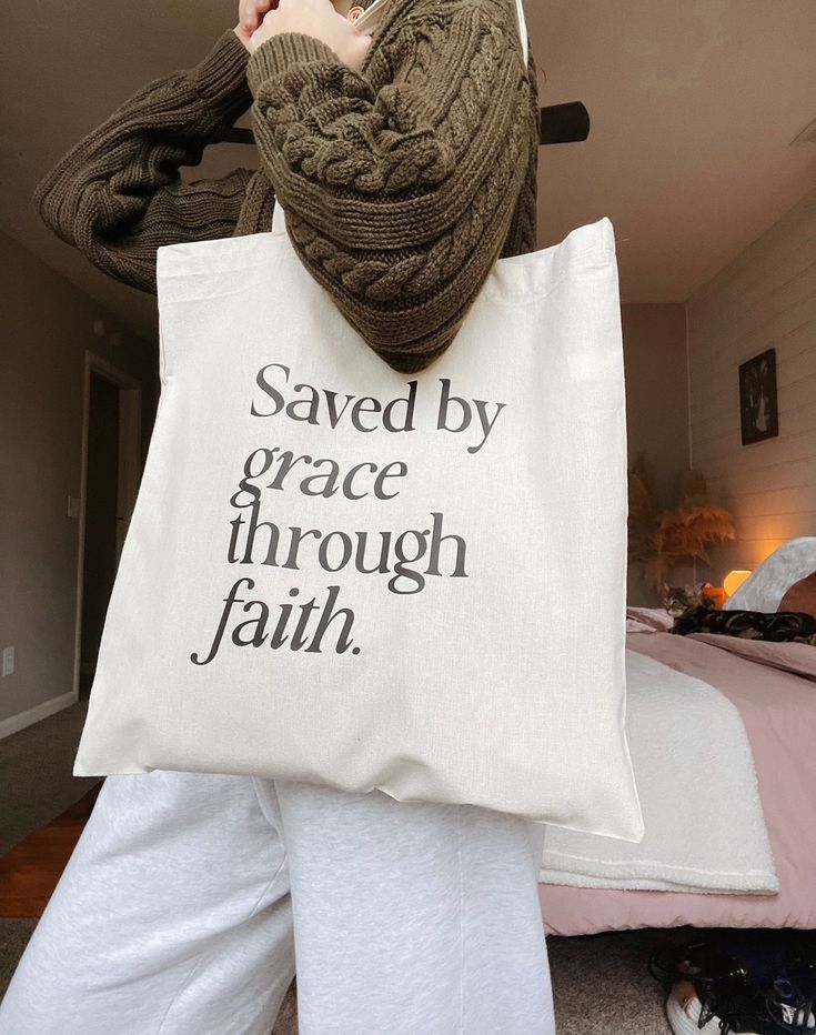 Saved by Grace Tote Bag Christian Tote Bag Aesthetic Tote Bag Quote Tote Bag Christian Apparel Tote Bag Canvas Christian Gift Christmas, Best Tote Bags Ideas, Cute Tote Bags Ideas, Tote Bag Design Ideas, Girls Tote Bag, Best Canvas Tote Bags Ideas