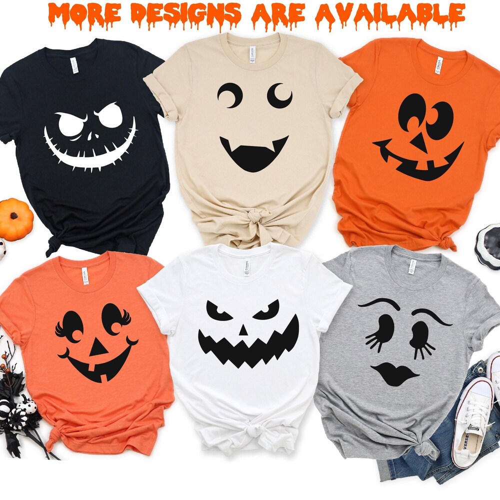 Custom Halloween Shirt, Personalized Halloween Party Group Shirt, Custom Halloween Pumpkin Family Face Matching Shirt, Halloween Group Shirt x Trending 2024 X Decanow