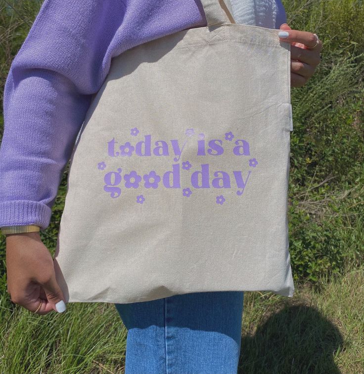 Today is a good day flower organic cotton canvas tote, Best Tote Bags Ideas, Cute Tote Bags Ideas, Tote Bag Design Ideas, Girls Tote Bag, Best Canvas Tote Bags Ideas