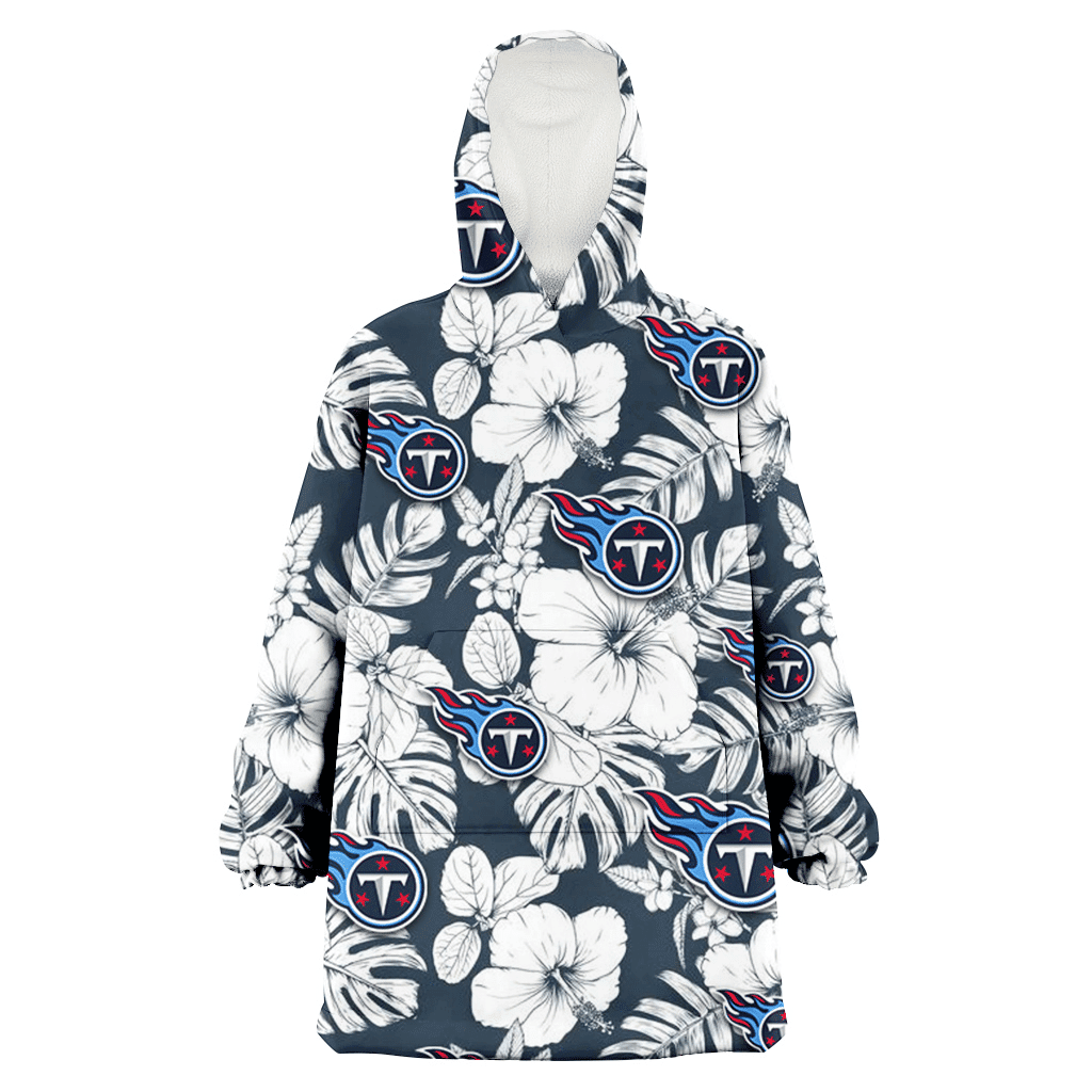 Tennessee Titans Sketch Hibiscus Leaf Dark Gray Background 3D Printed Hoodie Blanket Snug Hoodie