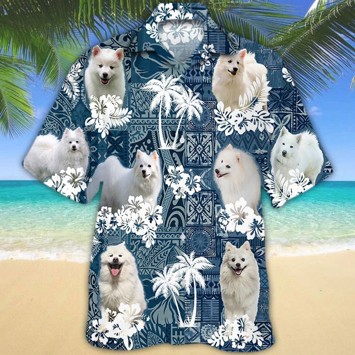 American Eskimo Hawaiian Shirt, 3D Full Print Dog Hawaii Shirt, Dog Breeds In Hawaii Shirts