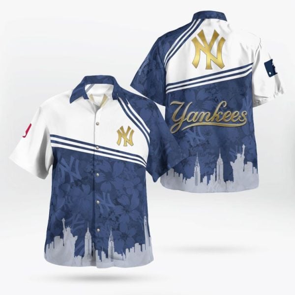 New York Yankees Mlb Baseball Gold Team Logo 3D Hawaiian Shirt