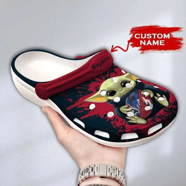 Baby Yoda Houston Texans Custom Name Crocss Clog Comfortable Shoes Ver257