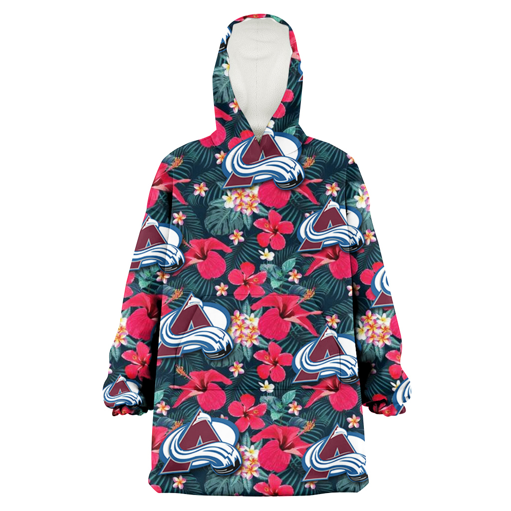 Colorado Avalanche Tiny Red Hibiscus White Porcelain Flower Black Background 3D Printed Hoodie Blanket Snug Hoodie