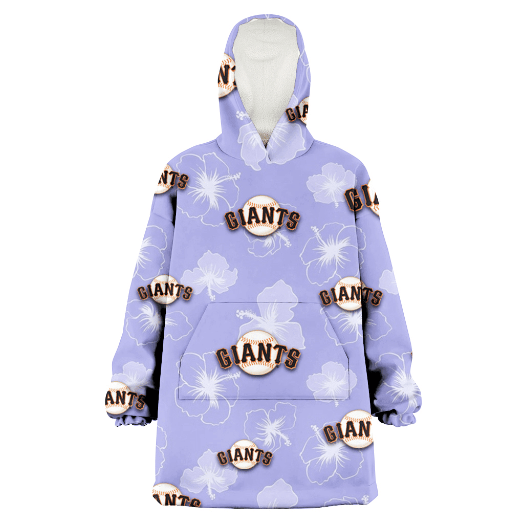 San Francisco Giants Sketch White Hibiscus Violet Background 3D Printed Hoodie Blanket Snug Hoodie