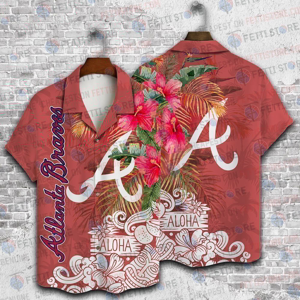 Atlanta Braves Aloha Hibiscus Flowers Pattern Hawaiian Shirt