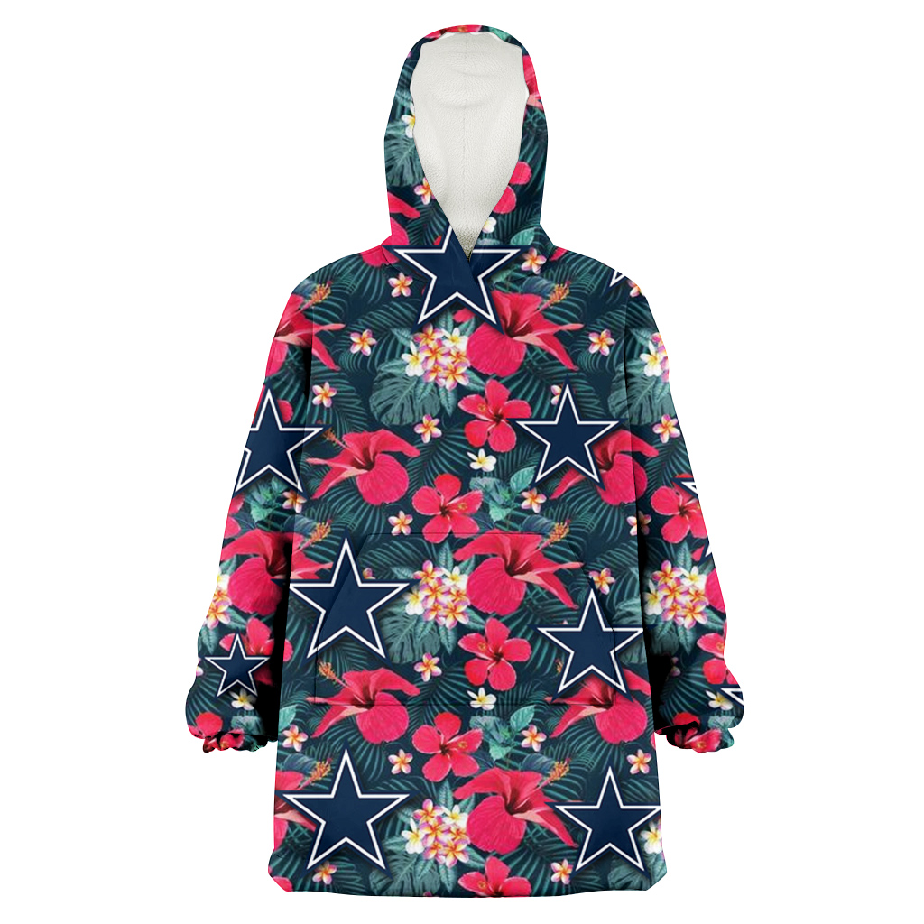 Dallas Cowboys Tiny Red Hibiscus White Porcelain Flower Black Background 3D Printed Hoodie Blanket Snug Hoodie