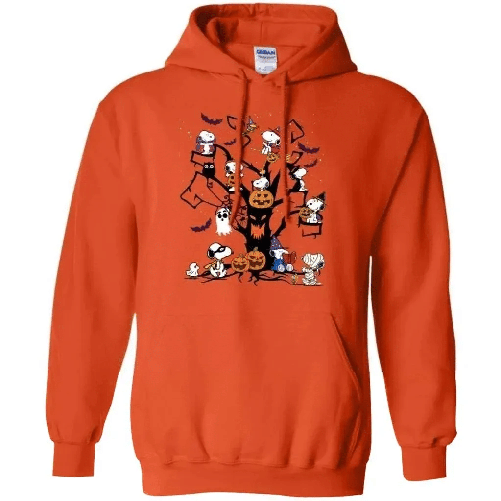 Onlytee - Printed Hoodie - Snoopy Halloween Tree Hoodie Funny Halloween Costume Va08