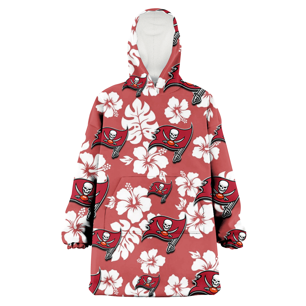 Tampa Bay Buccaneers White Hibiscus Indian Red Background 3D Printed Hoodie Blanket Snug Hoodie