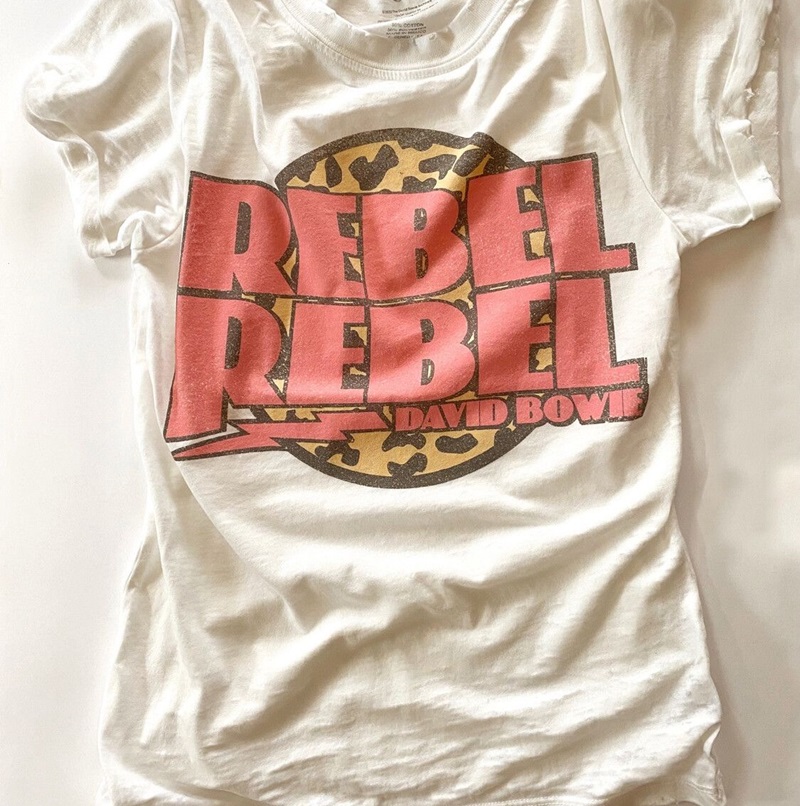David Bowie Rebel Rebel Graphic Tee Outfit | Vintage Style Music T-Shirt, White Lie Shirts, Fall shirts, Family Christmas Shirts, Vintage Style Shirt
