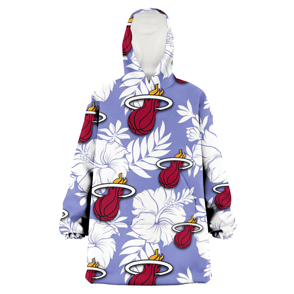 Miami Heat White Hibiscus Light Purple Background 3D Printed Hoodie Blanket Snug Hoodie