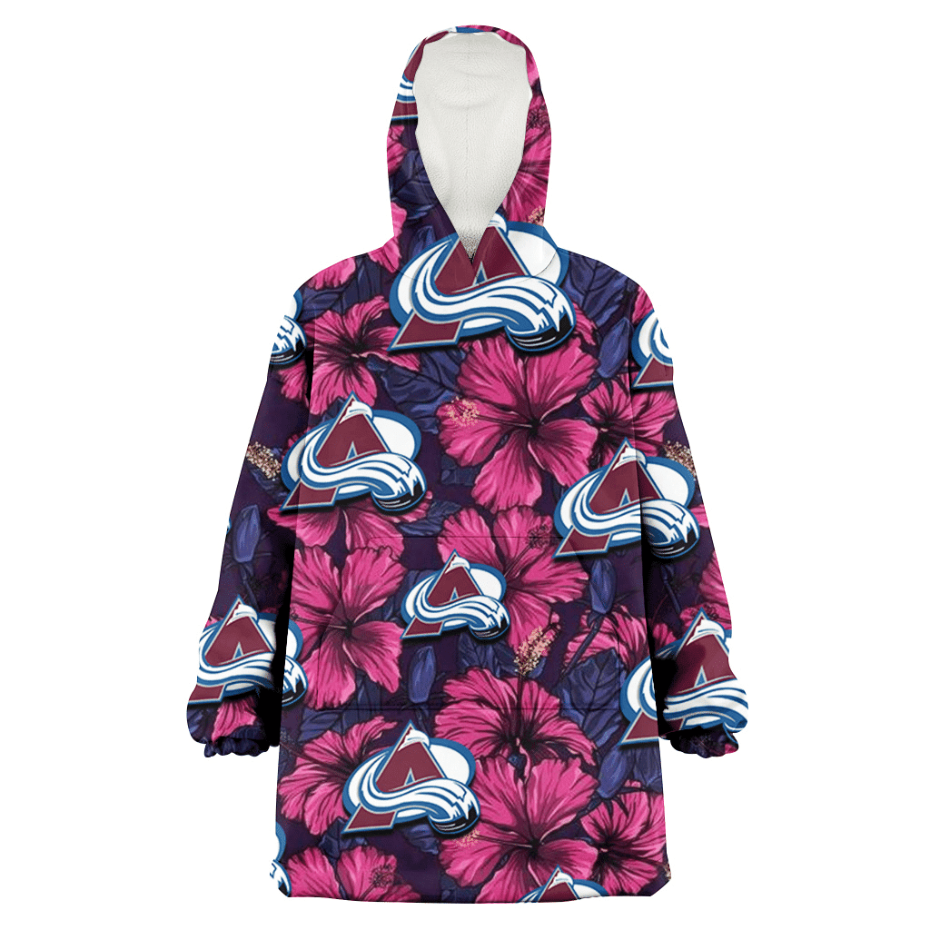 Colorado Avalanche Violet Red Blue Leaf Black Background 3D Printed Hoodie Blanket Snug Hoodie