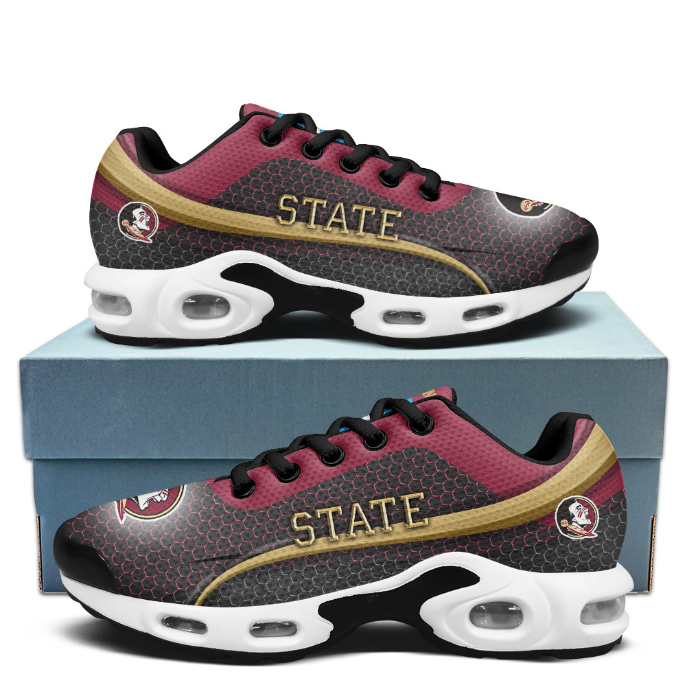 Florida State NCAA Personalized Name Team Colors Wave Line Beehive Pattern TN Air Max Shoes Air Cushion Sneakers