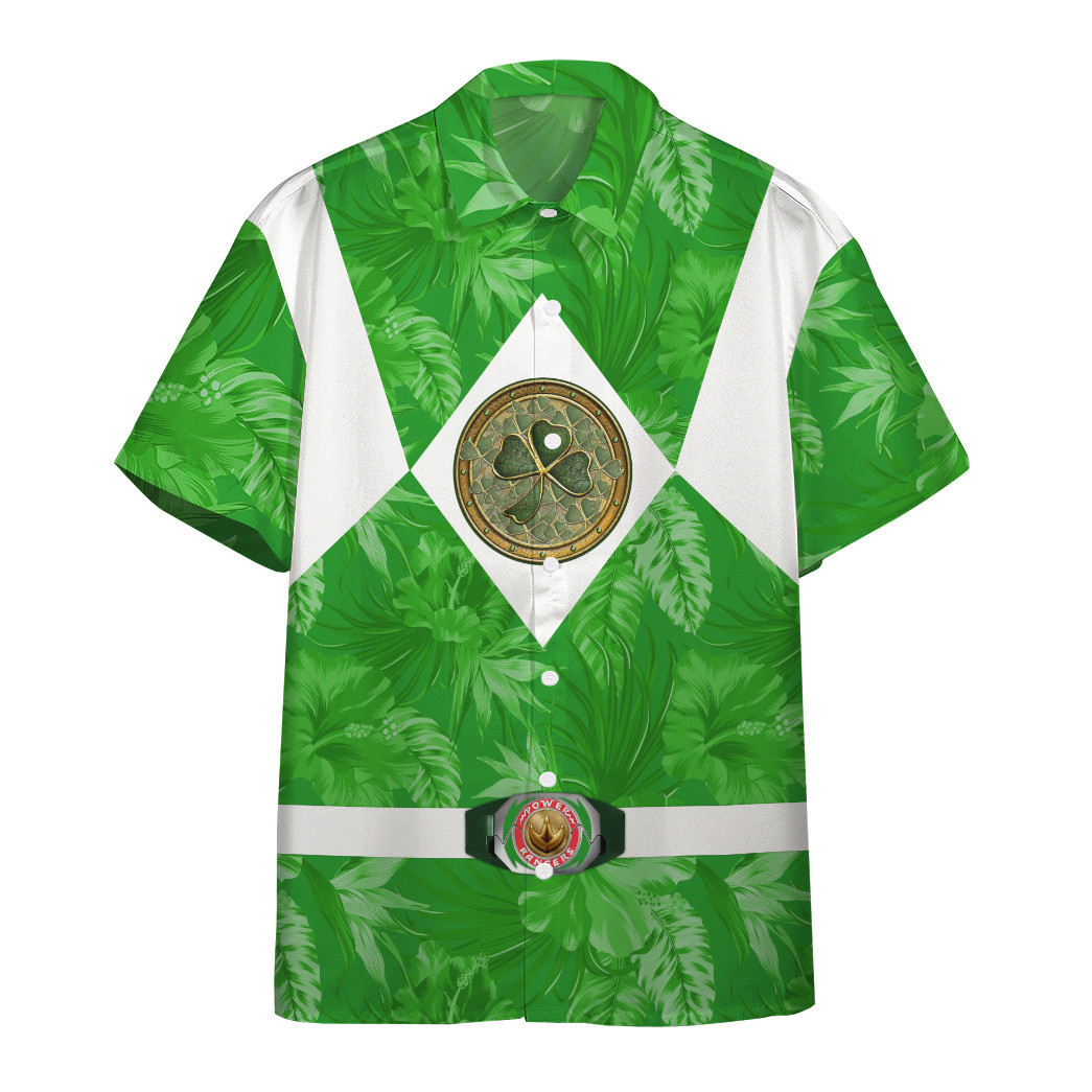 Hawaiian Shirt Short Sleeve Movie Mighty Morphin Green Power Rangers Tropical Custom St Patrick’S Day Hawaii