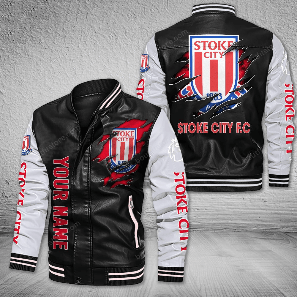 Stoke City Leather Varsity Jacket