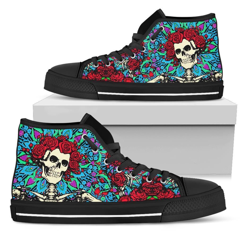 Grateful Dead Halloween costume  Skeleton Sneakers High Top Shoes Fan High Top Shoes