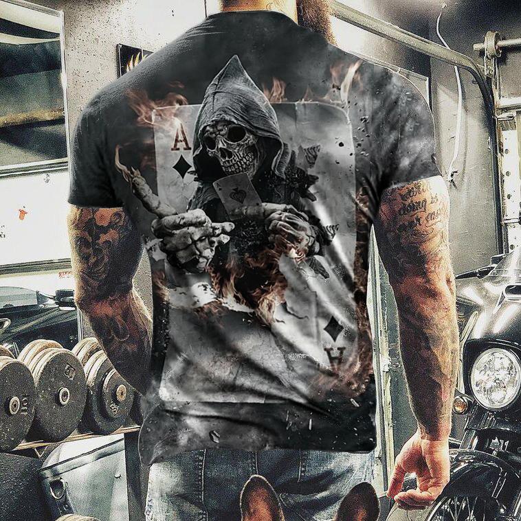 Mens Solitaire Reaper Design Print T …